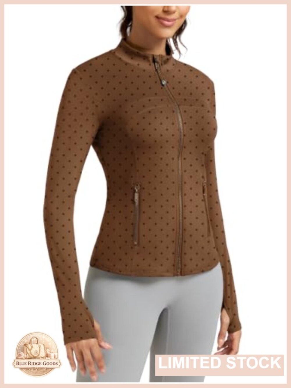 Women's Athletic Jacket Slim Fit Full Zip Long Sleeve Thumb Holes Workout